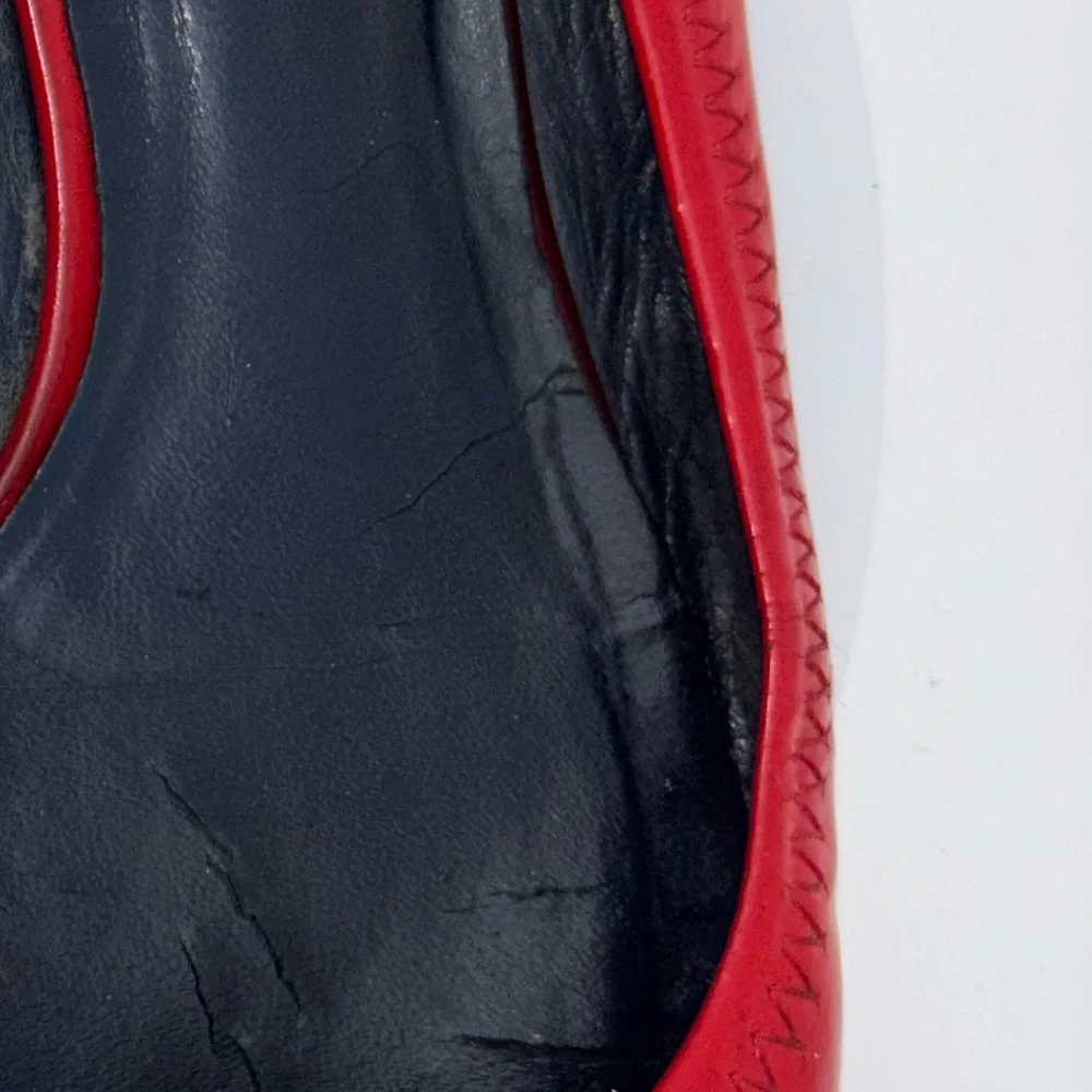 TORY BURCH Red Reva Ballet Flat Patent Leather Shoe Logo Slip On Office‎ Round 7